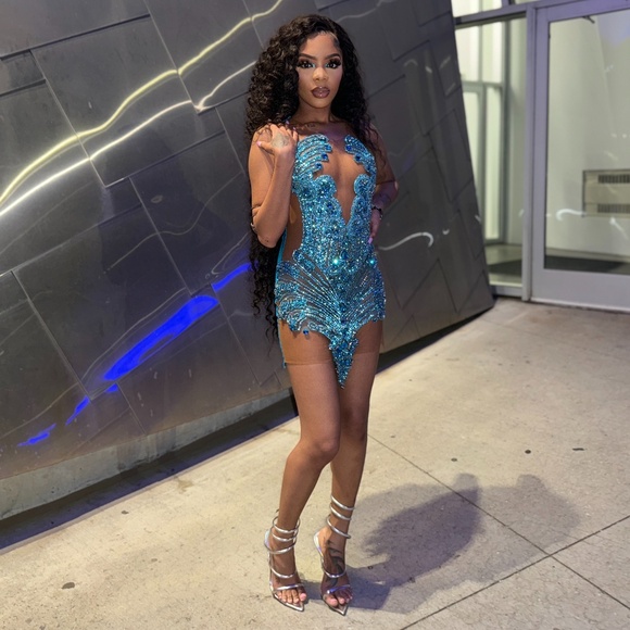 Blue Sequin Dress - Picture 1 of 2